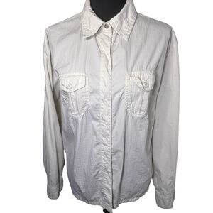 Rei XL Womens UPF Button Snaps Stretchy Long Sleeve Pale Yellow Activewear Shirt